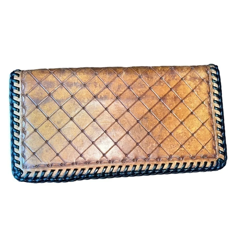TOOLED LEATHER WALLET HORSES